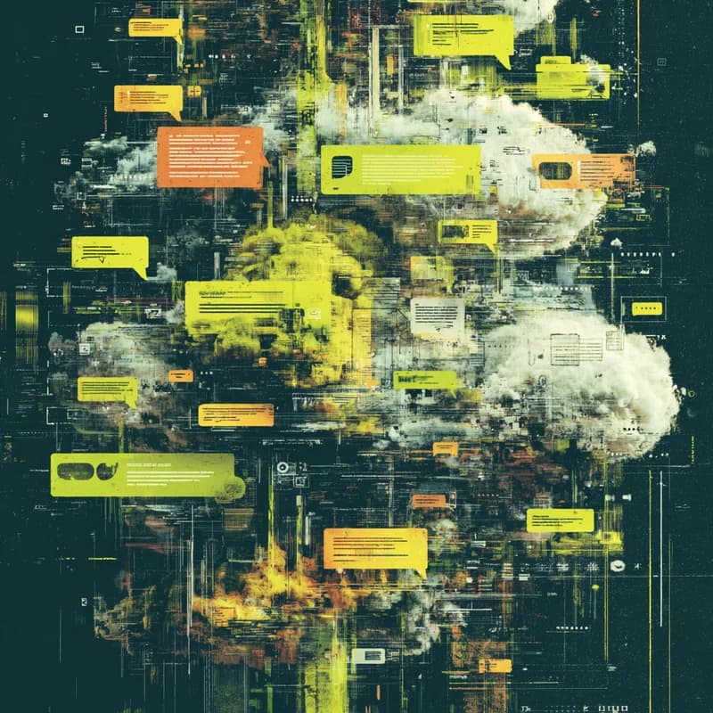 Abstract visualization of community feedback flowing into the product